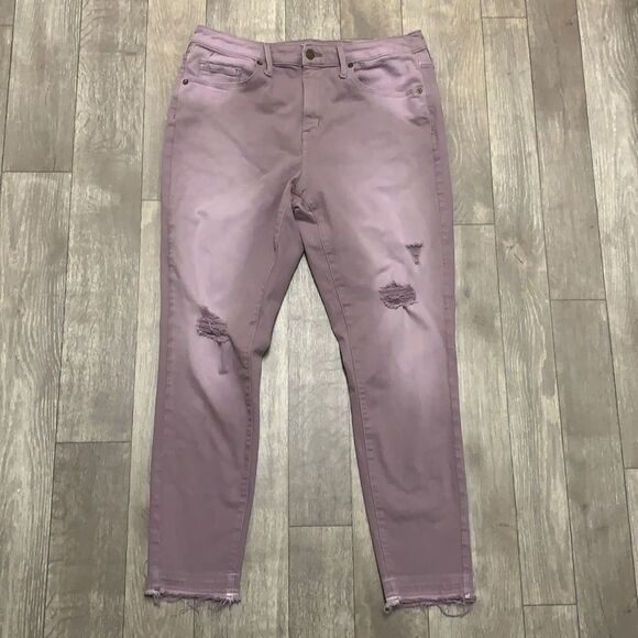 Womens Mossimo High Rise Power Stretch Distressed Jeans‎ - Picture 1 of 7